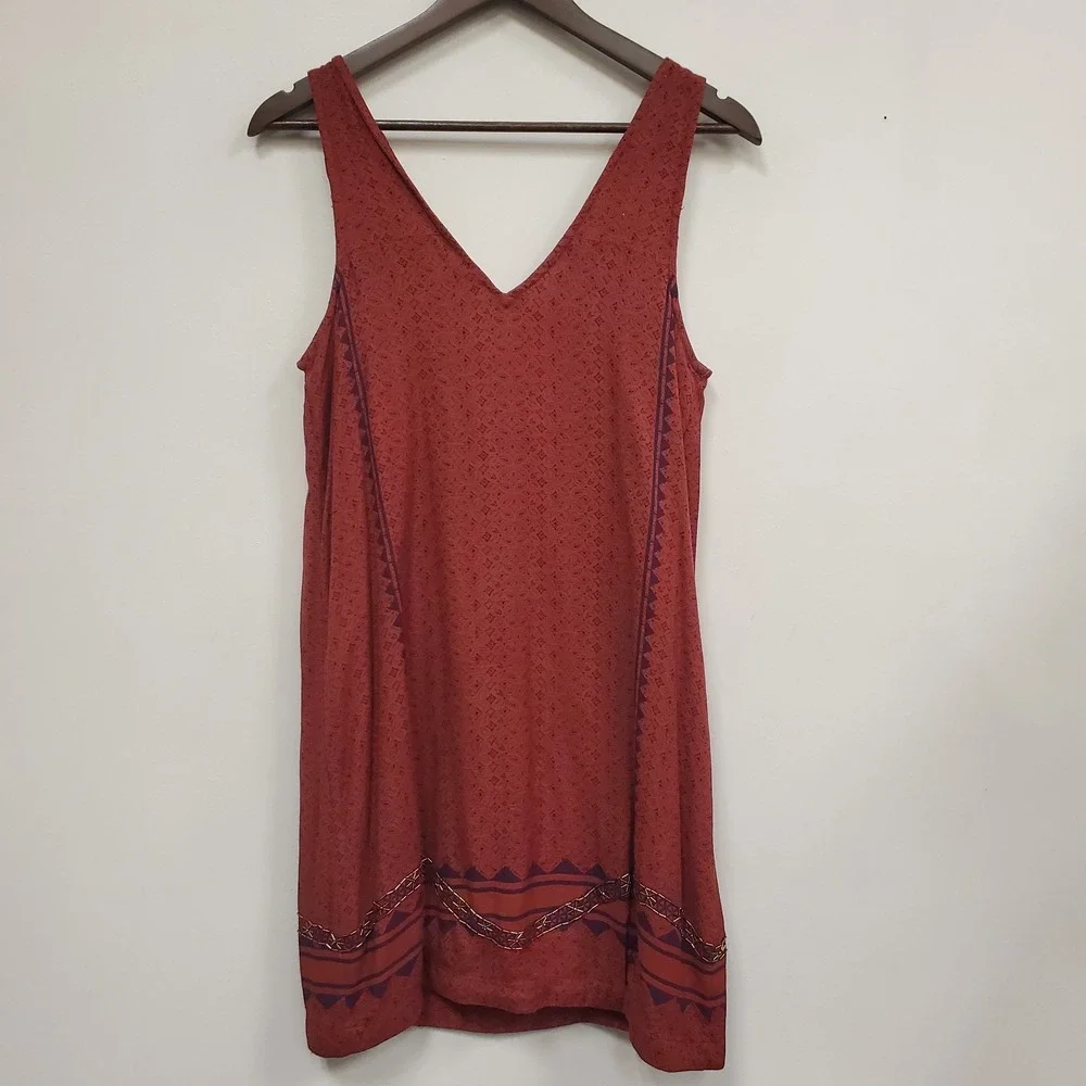 Free People Womens Beaded‎ Sequin Mini Dress Size XS Red Sleeveless Bohemian